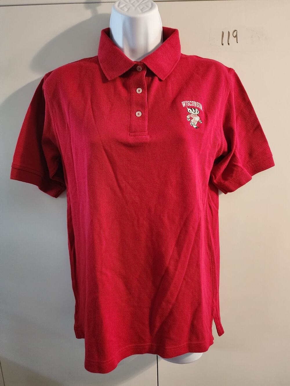 Gear For Sports Wisconsin Badgers Bucky Badger Red Polo Shirt Womens S